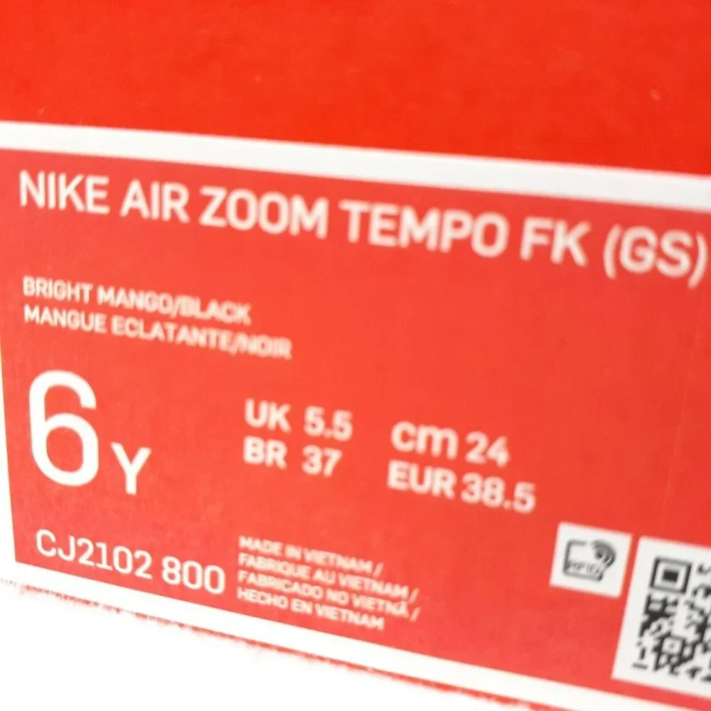 Nike Air Zoom Tempo FK CJ2102-800 Girls Bright Mango Running Shoes Sz 6Y / 7.5W - Picture 8 of 9